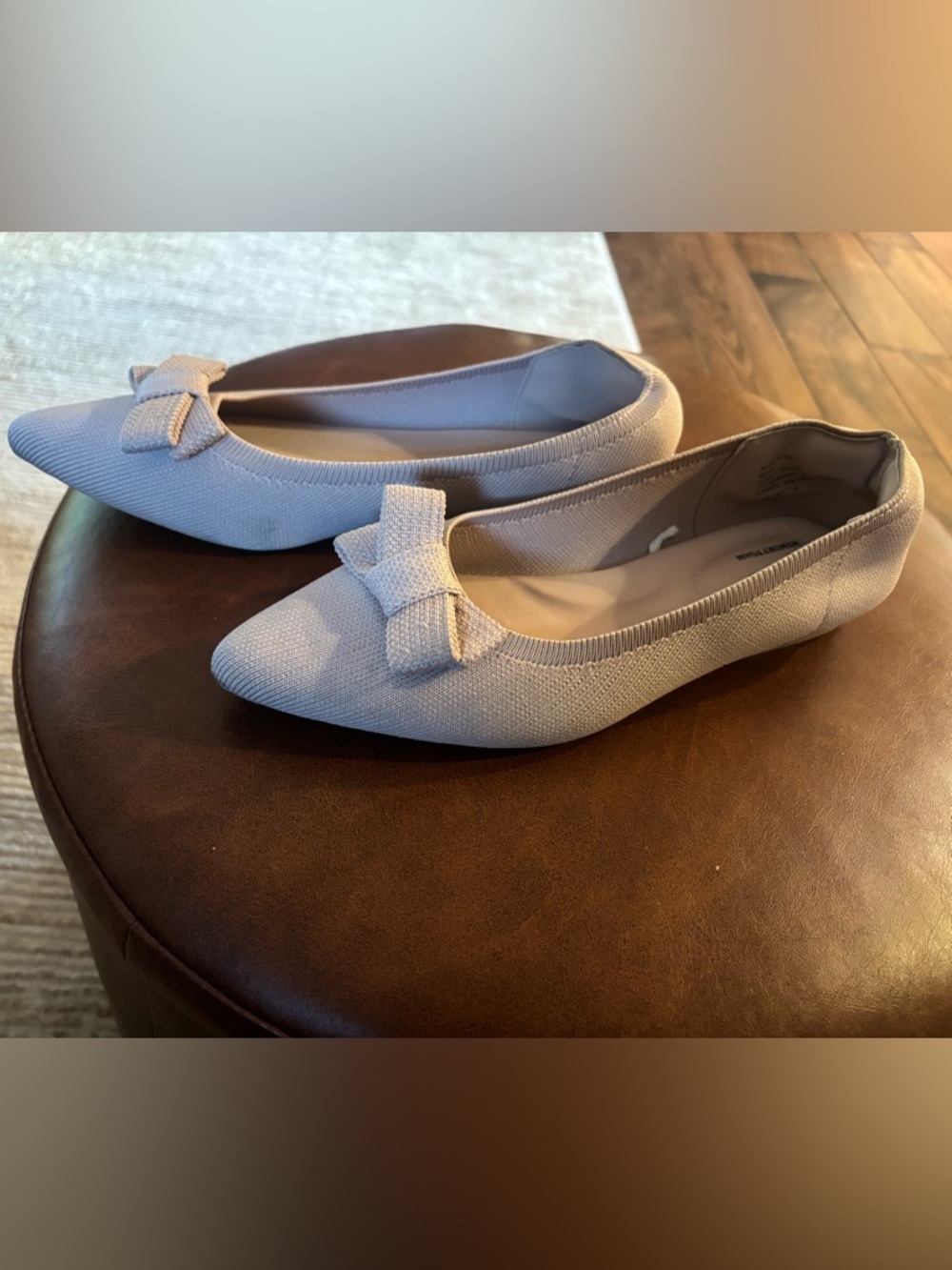 Seychelles| knit Pointed Knit Bow Flats - Light pink